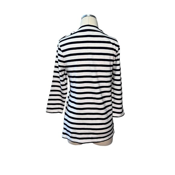 Talbots Nautical Striped Cotton Top Size XS Oh la la Embroidered - Picture 2 of 7